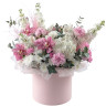 Композиция с орхидеями, гортензией и гвоздиками «Розовая туманность»